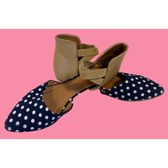Maurices Shoes - Maurices Penny Women Size 7  Navy Polka Dot Ballet Flat